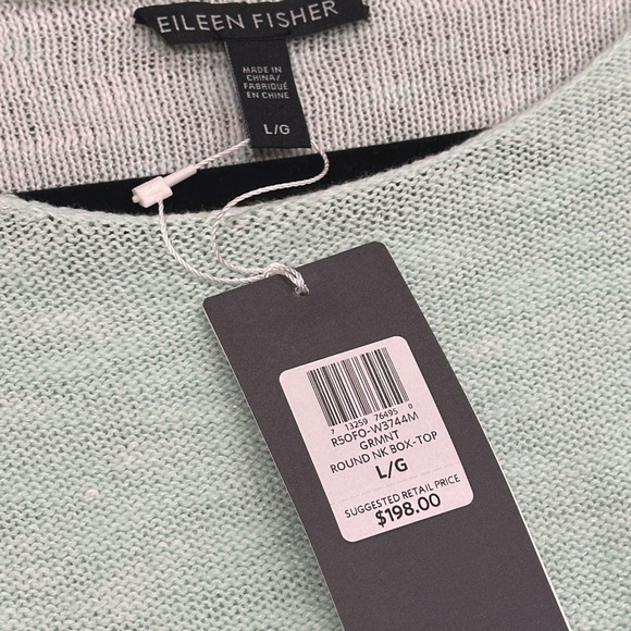 NWT Eileen Fisher organic linen/cotton round neck knit boxy top Sz L | $198 - Picture 3 of 13
